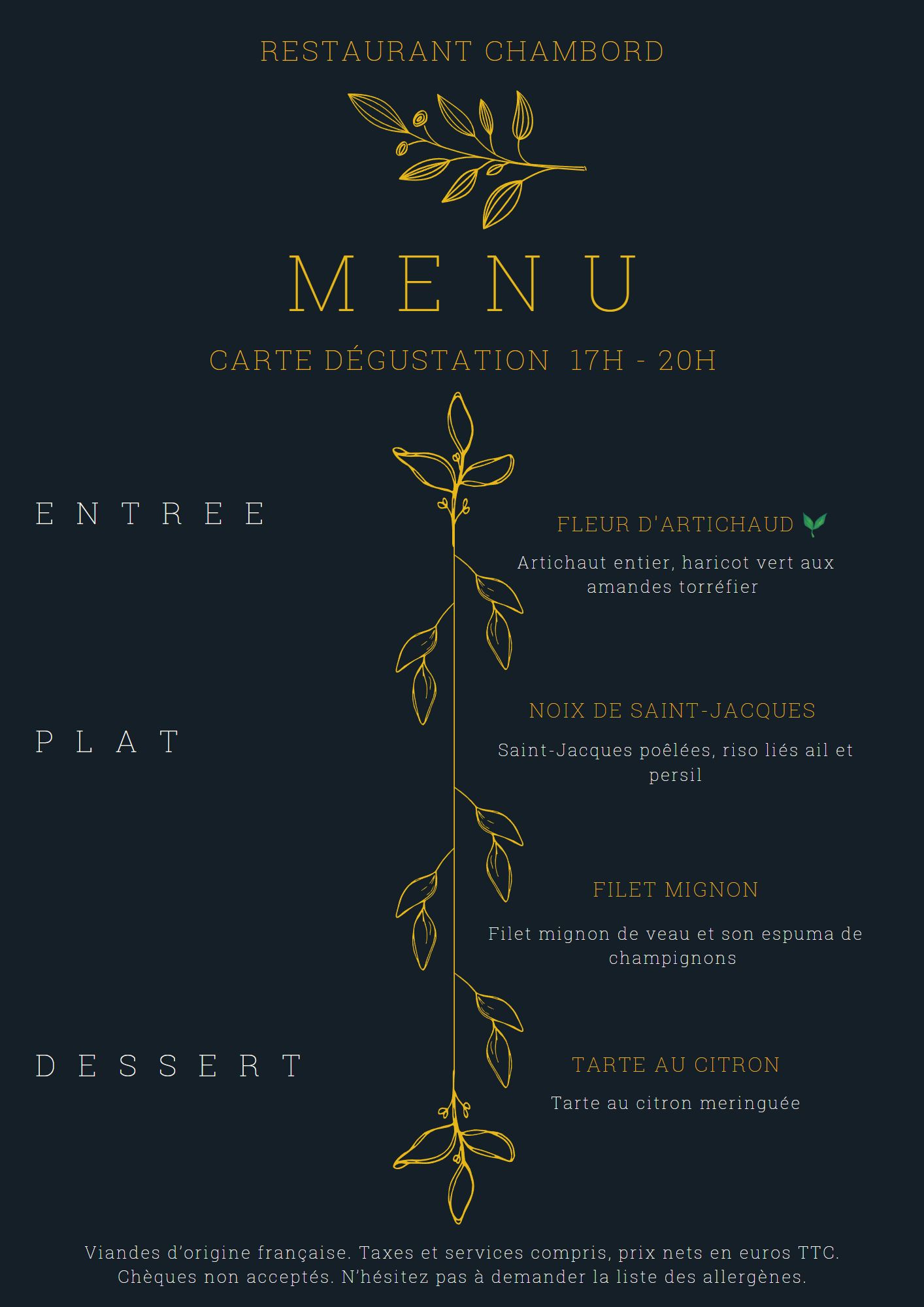 menu dégustation